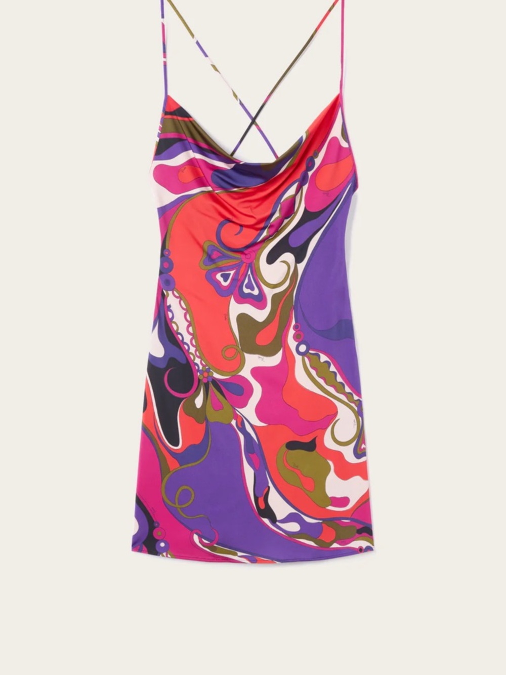 Emilio Pucci Pink Purple Red Abstract Print Mini Slip Dress